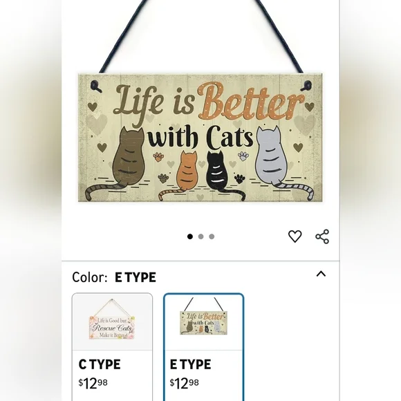 Life Is Better With Cats Hanging Plaque NEW - Picture 2 of 4